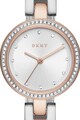 DKNY Ceas din otel inoxidabil cu cristale Femei