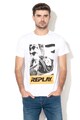 Replay Tricou cu imprimeu grafic si decolteu la baza gatului Barbati