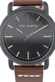 Ted Baker Ceas quartz cu o curea de piele si cusaturi contrastante Tomcoll, 40 mm Barbati