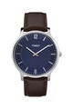 Timex Ceas analog rotund cu o curea de piele Metropolitan, 40 mm Barbati