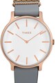 Timex Ceas rotund cu o curea de piele Transcend™, 38 mm Femei