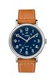 Timex Овален часовник Weekender с кожена каишка, 40 мм Мъже