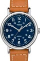 Timex Овален часовник Weekender с кожена каишка, 40 мм Мъже