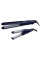 BaByliss Set   Travel: Placa de indreptat parul, Placi ceramice, Tehnologie i-Temperature, Turbo Touch, 230°C, Albastru + Placa de indreptat parul Travel Mini iCurl, Placi XXS, 180°C, Albastru Femei