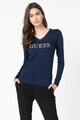 GUESS JEANS Logómintás V-nyakú póló női