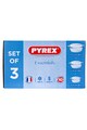 Pyrex Set 3 caserole cu capac  Essentials, sticla termorezistenta 1.4L, 2.1L, 3L Femei