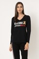 Moschino Bluza de casa, cu decolteu in V si imprimeu logo Femei