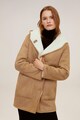 Mango Haina din blana shearling sintetica, cu gluga Frigo Femei