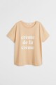 VIOLETA BY MANGO Tricou cu imprimeu text Creme Femei