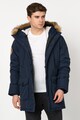 SUPERDRY Jacheta parka cu vatelina si gluga cu captuseala din material teddy Everest Barbati