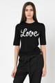 Love Moschino Tricou din amestec de modal, cu imprimeu text Femei