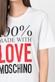 Love Moschino Tricou cu decolteu la baza gatului si aplicatie text Femei