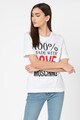 Love Moschino Tricou cu decolteu la baza gatului si aplicatie text Femei