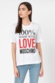 Love Moschino Tricou cu decolteu la baza gatului si aplicatie text Femei