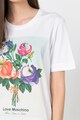 Love Moschino Tricou cu decolteu la baza gatului si imprimeu floral Femei