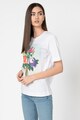 Love Moschino Tricou cu decolteu la baza gatului si imprimeu floral Femei
