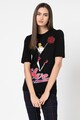 Love Moschino Tricou cu decolteu la baza gatului si imprimeu grafic Femei