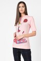 Love Moschino Tricou cu decolteu la baza gatului si imprimeu grafic Femei