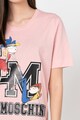Love Moschino Tricou cu imprimeu grafic, logo si decolteu la baza gatului Femei