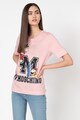 Love Moschino Tricou cu imprimeu grafic, logo si decolteu la baza gatului Femei