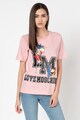 Love Moschino Tricou cu imprimeu grafic, logo si decolteu la baza gatului Femei