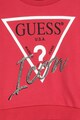 GUESS JEANS Bluza sport cu imprimeu logo si aplicatii din strasuri Fete