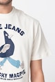 Pepe Jeans London Tricou lejer cu decolteu la baza gatului, cu imprimeu grafic si logo Barbati