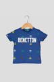 United Colors of Benetton Tricou cu decolteu la baza gatului si imprimeu logo Baieti