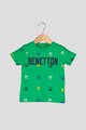 United Colors of Benetton Tricou cu decolteu la baza gatului si imprimeu logo Baieti