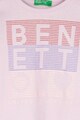 United Colors of Benetton Bluza din bumbac organic, cu imprimeu logo Fete