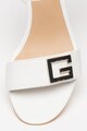 GUESS Sandale din piele cu toc inalt si aplicatie logo metalica Femei