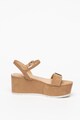 GUESS Sandale wedge de piele ecologica cu bareta pe glezna Femei