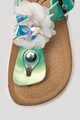 Primigi Sandale de piele ecologica, cu bareta separatoare si aplicatie florala Fete