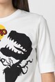 Love Moschino Tricou cu decolteu la baza gatului si imprimeu grafic W Femei