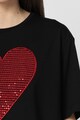 Love Moschino Tricou cu aplicatie in forma de inima, din paiete Femei