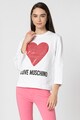 Love Moschino Bluza sport cu decolteu la baza gatului, imprimeu logo si broderie cu inima Femei