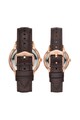 Fossil Set de ceas quartz cu o curea de piele His&Hers Barbati