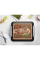 MediaShop Gratar electric  Livingtone Smokeless Grill , Tava scurgere, 4 setari de temperatura, tehnologie TiCerama, 1000W, Nergu/Portocaliu Femei