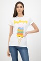 Love Moschino Tricou cu decolteu la baza gatului si imprimeu grafic si logo Femei