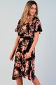 Format Lady Rochie midi cu model floral si decolteu in V Femei