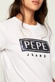 Pepe Jeans London Tricou cu decolteu la baza gatului si aplicatii cu paiete Charis Femei