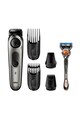 Braun Aparat de tuns barba si parul  BT7020, Lame ascutite durabile si Trimmer metalic, 39 setari de lungime, 2 piepteni, trimmer pentru precizie, trimmer cu folie, aparat de ras Gillette Flexball, Acumulator, Negru/Argintiu Barbati