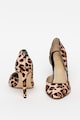 GUESS Pantofi de piele cu par scurt, cu varf ascutit si animal print Femei