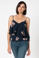 Pepe Jeans London Top cu decolteu in V, imprimeu floral si volane Lea Femei