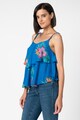 Pepe Jeans London Top vaporos cu imprimeu floral si volane Natalya Femei