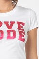 Love Moschino Tricou cu decolteu la baza gatului si imprimeu text Femei