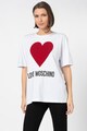 Love Moschino Tricou cu aplicatie inima din catifea Femei