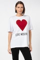 Love Moschino Póló szív alakú bársonyrátéttel női