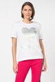 Love Moschino Tricou cu model inima cu aspect stralucitor Femei