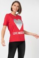 Love Moschino Tricou cu model inima cu aspect stralucitor Femei